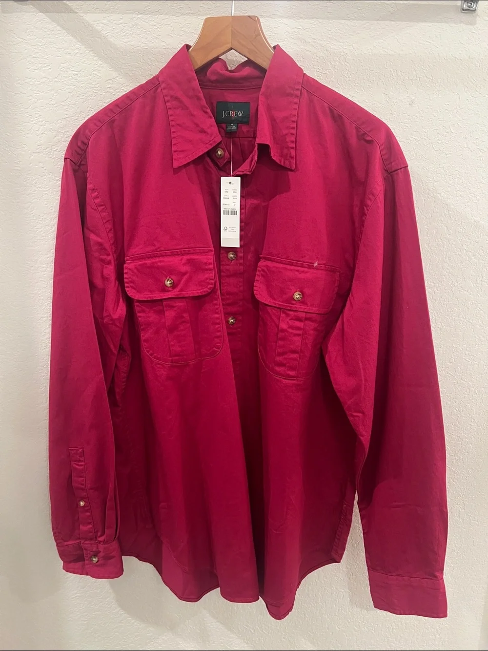 J. Crew Men’s Deep Pink Button-Front Utility Shirt